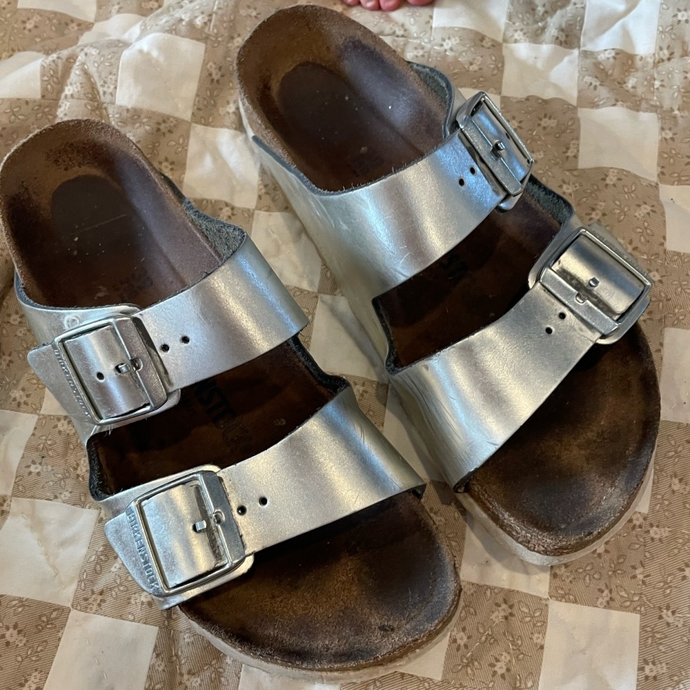 Birkenstock Arizona Silver Sandals 39 - Picture 8 of 9